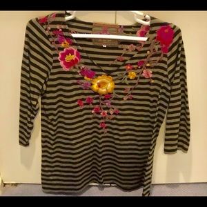 🌸🌸Johnny Was Flower Embroidered Top 1X